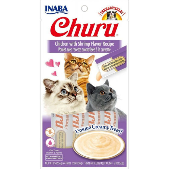 Εικόνα της Inaba Churu Cat Κοτόπουλο & Γαρίδα 4 x 14gr