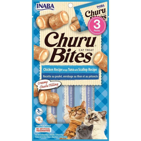 Εικόνα της Inaba Churu Bites Κοτόπουλο, Τόνο & Χτένι (3x10gr)