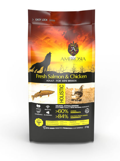 Εικόνα της Ambrosia Grain Free Adult Mini Chicken & Salmon 2kg