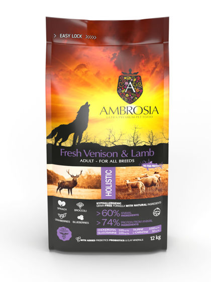 Εικόνα της Ambrosia Grain Free Adult  Venison & Lamb 12kg