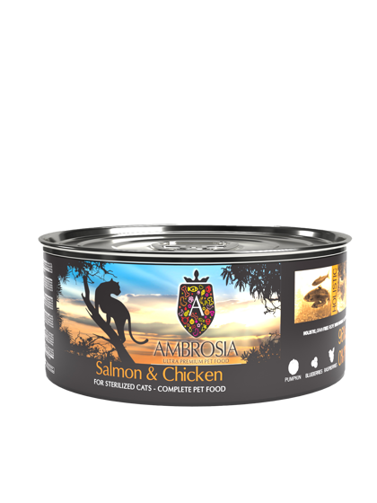 Εικόνα της Ambrosia Grain Free Sterilised Cat Chicken & Salmon 150gr