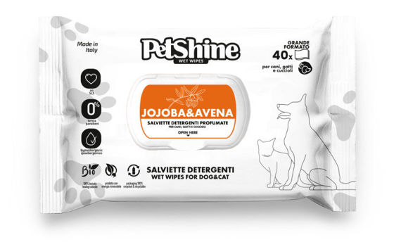 Εικόνα της Pet Shine Υγρά Μαντηλάκια Jojoba & Avena 40τμχ