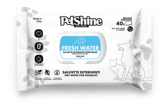 Εικόνα της PetShine Υγρά Μαντηλάκια Fresh Water 40τμχ