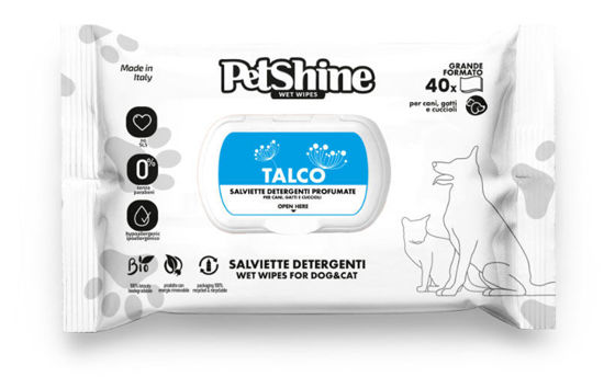 Εικόνα της PetShine Υγρά Μαντηλάκια Talc 40τμχ