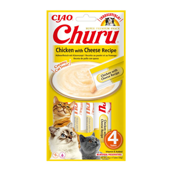 Εικόνα της Inaba Churu Λιχουδιά Γάτας Κοτόπουλο & Τυρί(4x14gr)
