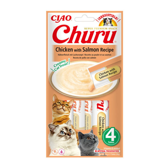 Εικόνα της Inaba Churu Λιχουδιά Γάτας Κοτόπουλο & Σολωμός (4x14gr)