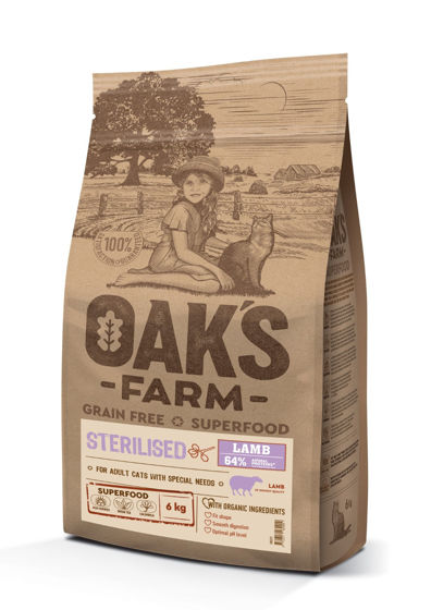 Εικόνα της Oak`s  Farm Grain Free Γάτας Adult Sterilised Lamb 6kg