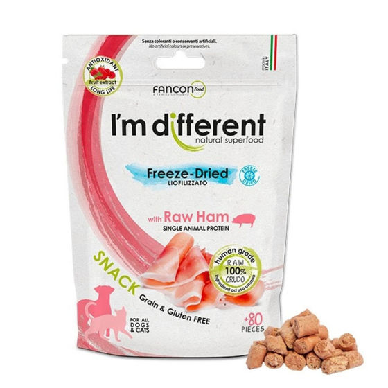 Εικόνα της I`m Different Λιχουδιά Freeze-Dried Για Σκύλους και Γάτες με Ζαμπόν 80pcs