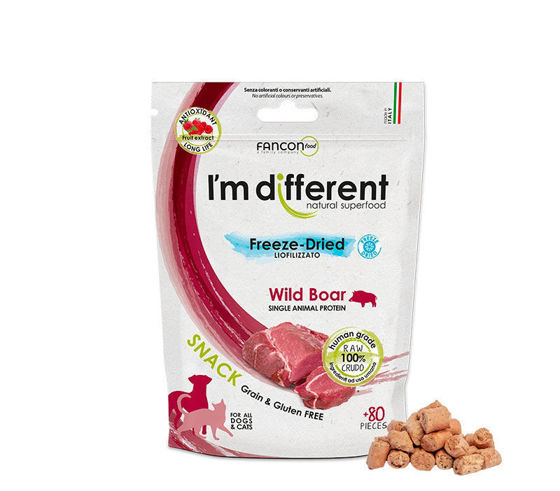 Εικόνα της I`m Different Λιχουδιά Freeze-Dried Για Σκύλους και Γάτες με Wild Boar 80pcs