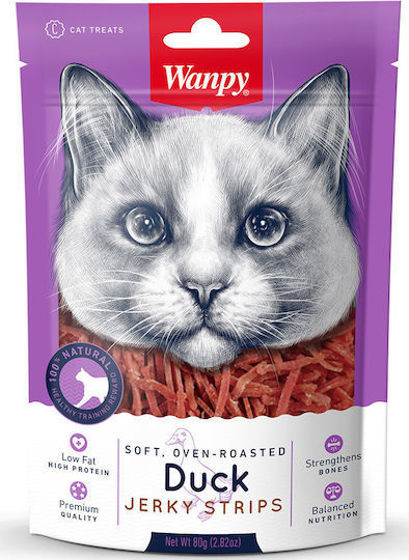Εικόνα της Wanpy Jerky Strips Λιχουδιές Σνακ Γάτας Duck 80gr