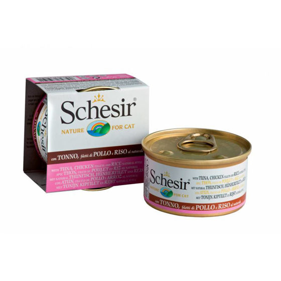 Εικόνα της Schesir Cat Natural Τόνος & Κοτόπουλο Με Ρύζι 85gr