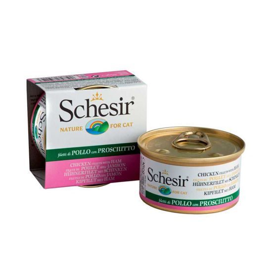 Εικόνα της Schesir Cat Jelly Φιλέτα Κοτόπουλου & Ζαμπόν 85gr