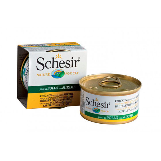 Εικόνα της Schesir Cat Jelly Φιλέτα Κοτόπουλου Με Surimi 85gr