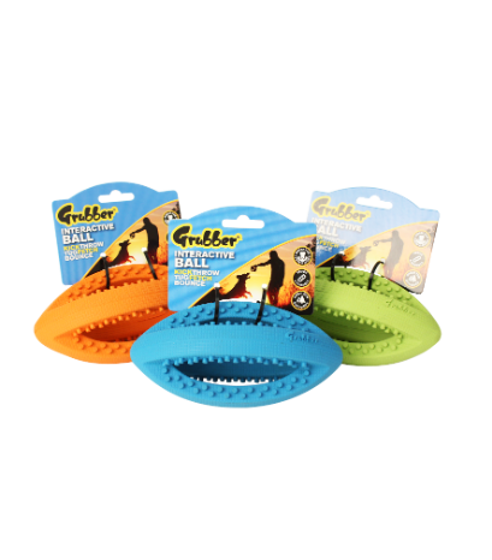 Picture of Happypet Grubber Interactive Rugby Ball Mini (19x9x9cm)