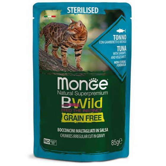 Εικόνα της Monge Bwild Sterilised Με Τόνο, Γαρίδες & Λαχανικά 85gr