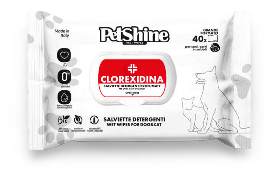 Εικόνα της PetShine Υγρά Μαντηλάκια Καθαρισμού Clorexidine 40τμχ