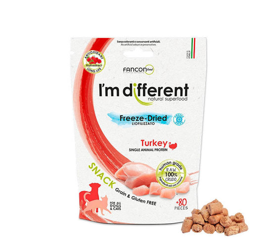 Εικόνα της I`m Different Λιχουδιά Freeze-Dried Για Σκύλους και Γάτες με Γαλοπούλα 80pcs