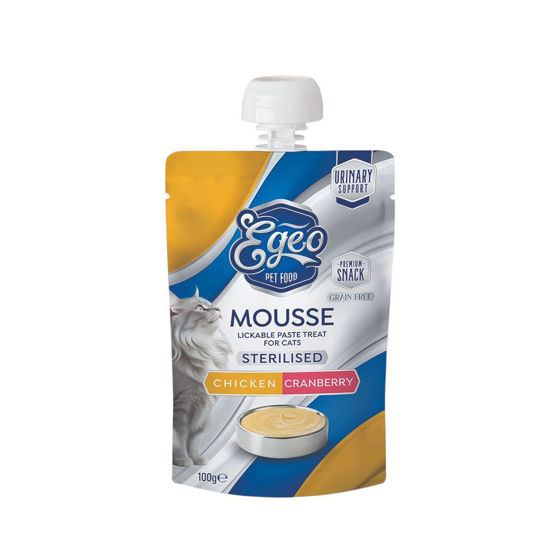 Εικόνα της Egeo Σνακ Γάτας Mousse Sterilized Κοτόπουλο & Cranberry 100gr