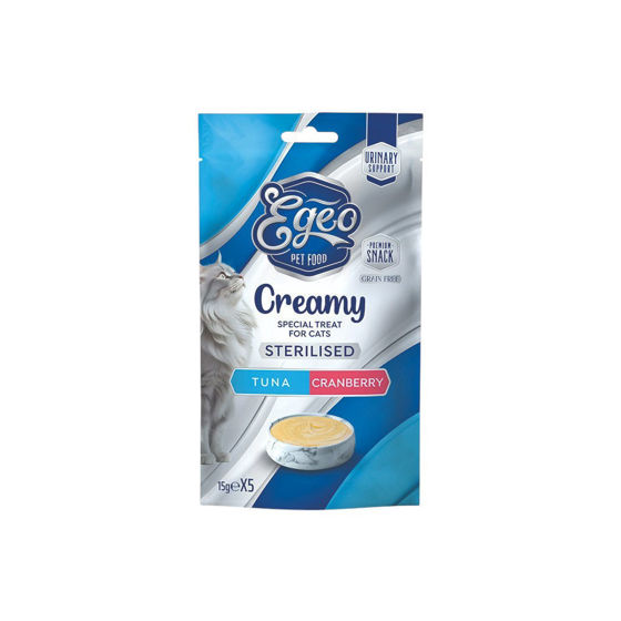 Εικόνα της Egeo Σνακ Γάτας Creamy Sterilized Τόνο & Cranberry 5x15gr