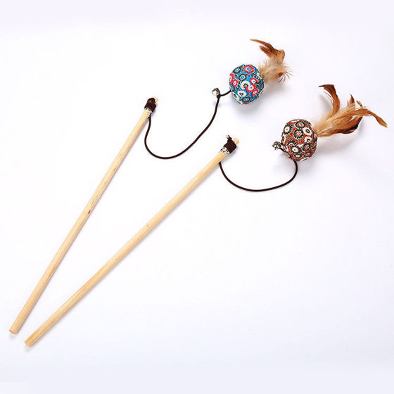 Εικόνα της Denik Pet Διαδραστικό Ραβδί Γάτας Μπλε Μπάλα Με Φτερό