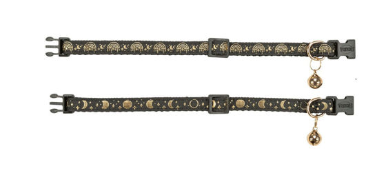 Εικόνα της Trixie Περιλαίμιο Γάτας Μαύρο Με Χρυσά Σχέδια Snap & Easy Με  Κουδουνάκι