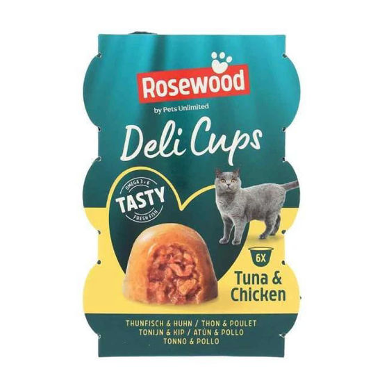 Εικόνα της Rosewood Deli Cups Μαλακό Σνακ Γάτας Τόνος & Κοτόπουλο  (6x22gr)