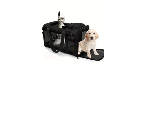 Εικόνα της Denik Pet Τσάντα Μεταφοράς Διάτριτη Αεροπλάνου Μαύρο 46x30x30cm