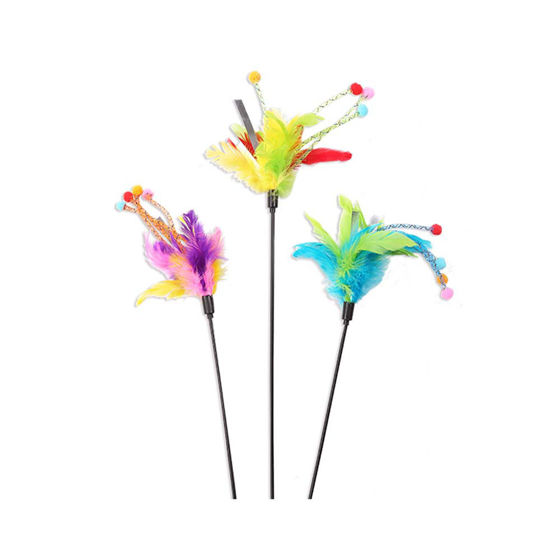 Εικόνα της Pawise Παιχνίδι Γάτας Ραβδί Feather Wand Assorted Colors 50cm