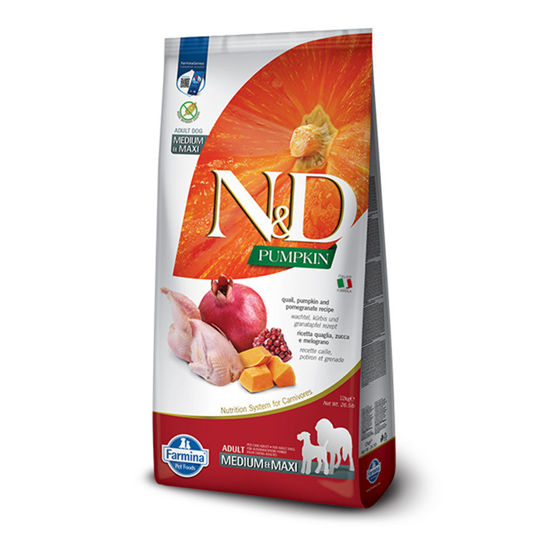 Εικόνα της N&D Dog Pumpkin Quail & Pomegranate Adult Medium and Maxi 12kg